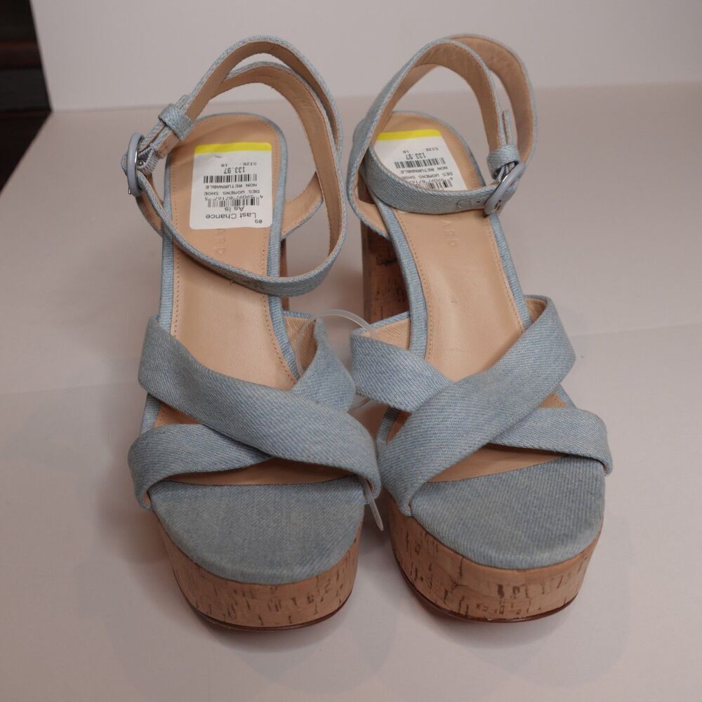 Veronica Beard Lalana Platform ankle Heels Blue Denim Women's Size 10 NEW